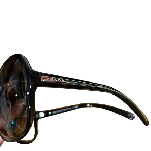 PRADA Oversized Designer Sunglasses Brown Rectangle SPR 19I 2AU-6S1 Tortoise - Picture 11 of 14